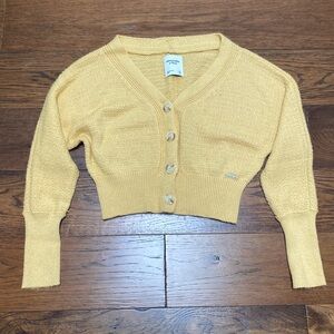 Abercrombie & Fitch cropped cardigan, light mustard yellow, size XS